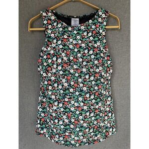 Lands End Tankini Top Women's Size 8 DD Built in Bra Floral Green White Red